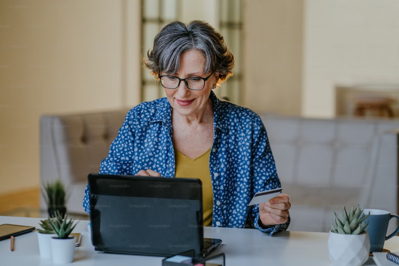 senior women using a laptop