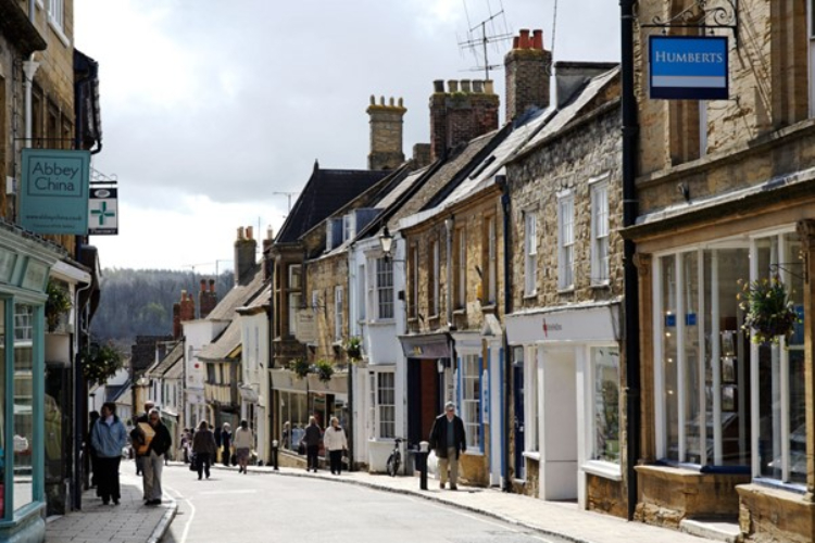 Parade of shops in Sherborne Dorset